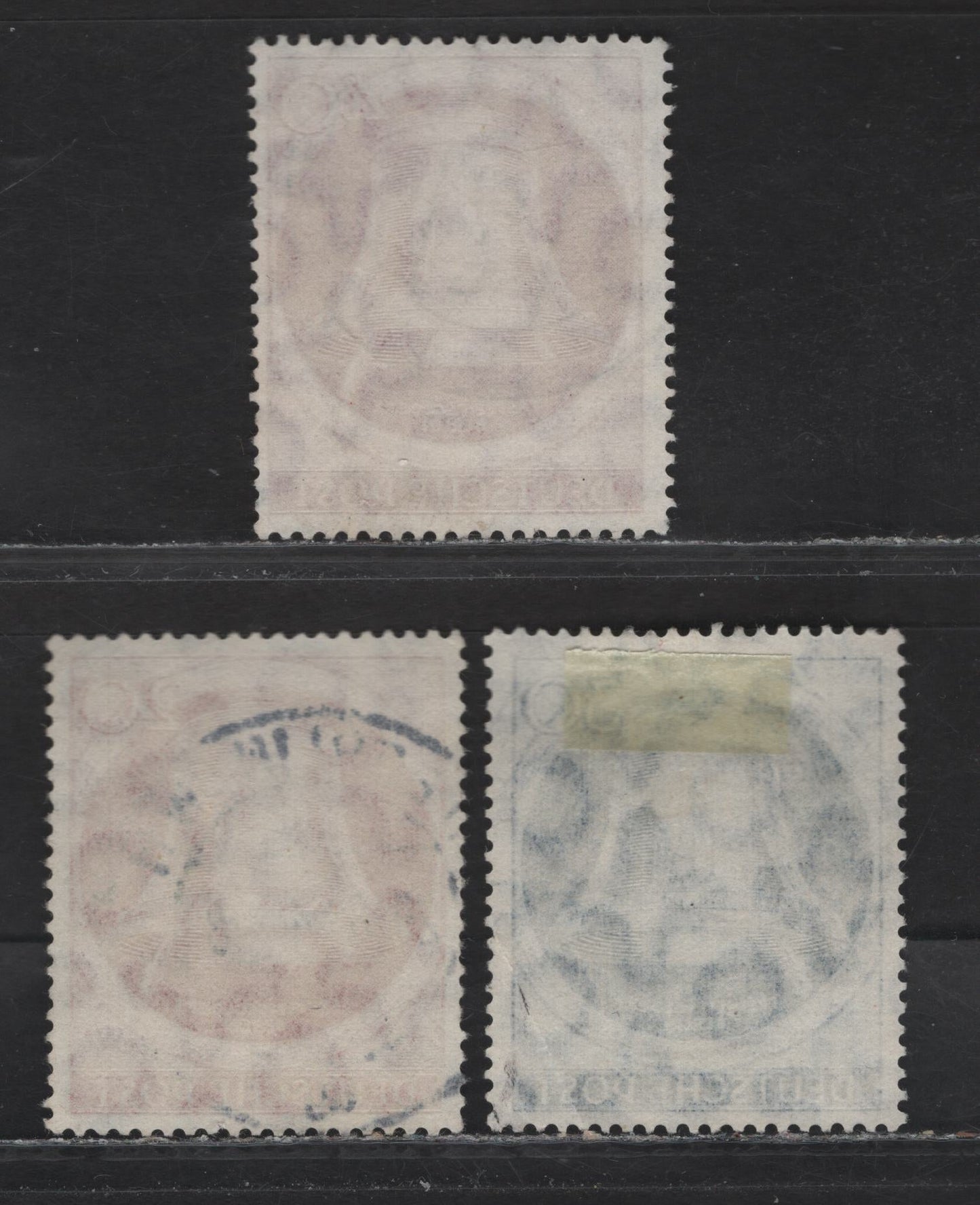 Lot 179 Germany - Berlin SC#9N73, 9N77, 9N79 30pf-40pf Blue - Deep Carmine Freedom Bell, 1951-1952 Freedom Bell Issues, 3 Fine & VF Singles With SON CDS Berlin Cancels, Corner Crease On The 30pf