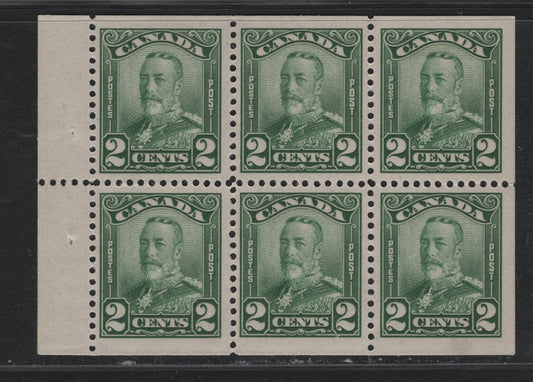 Lot 203 Canada #150a 2c Green King George V, 1928-1929 Scroll Issue, A VFOG Booklet Pane Of 6, Paper ABN-GGGG