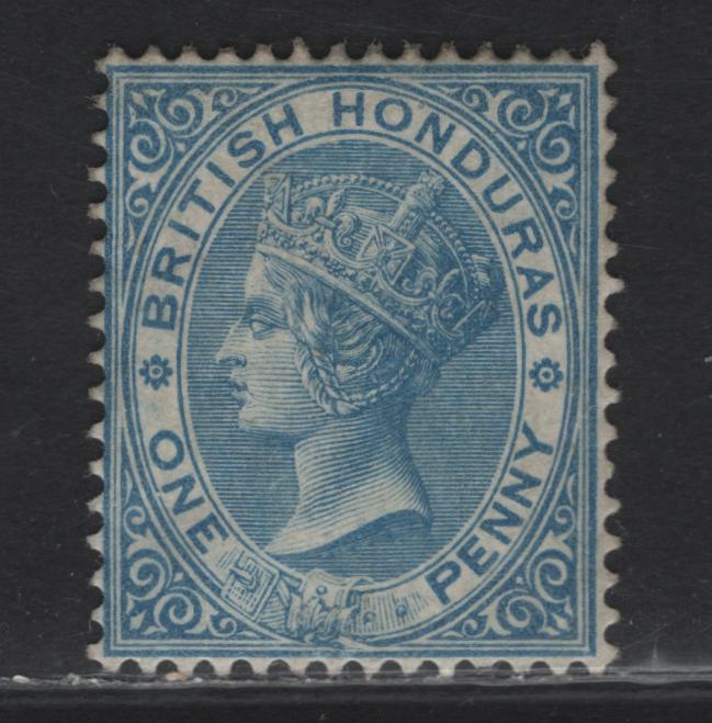 Lot 212 British Honduras SG#17 1d Blue Queen Victoria, 1882-1887 Queen Victoria Sideface Young Portrait Issue, A VFOG Single Disturbed OG, VF Centering For This Issue,, Crown CA Wmk.