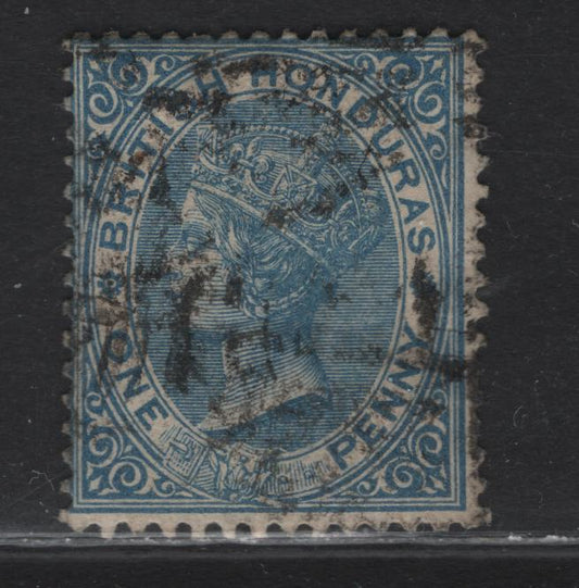 Lot 213 British Honduras SG#17 1d Blue Queen Victoria, 1882-1887 Queen Victoria Sideface Young Portrait Issue, A Fine Used Single Somewhat Smudgy Cancel, Fine Centering For This Issue,