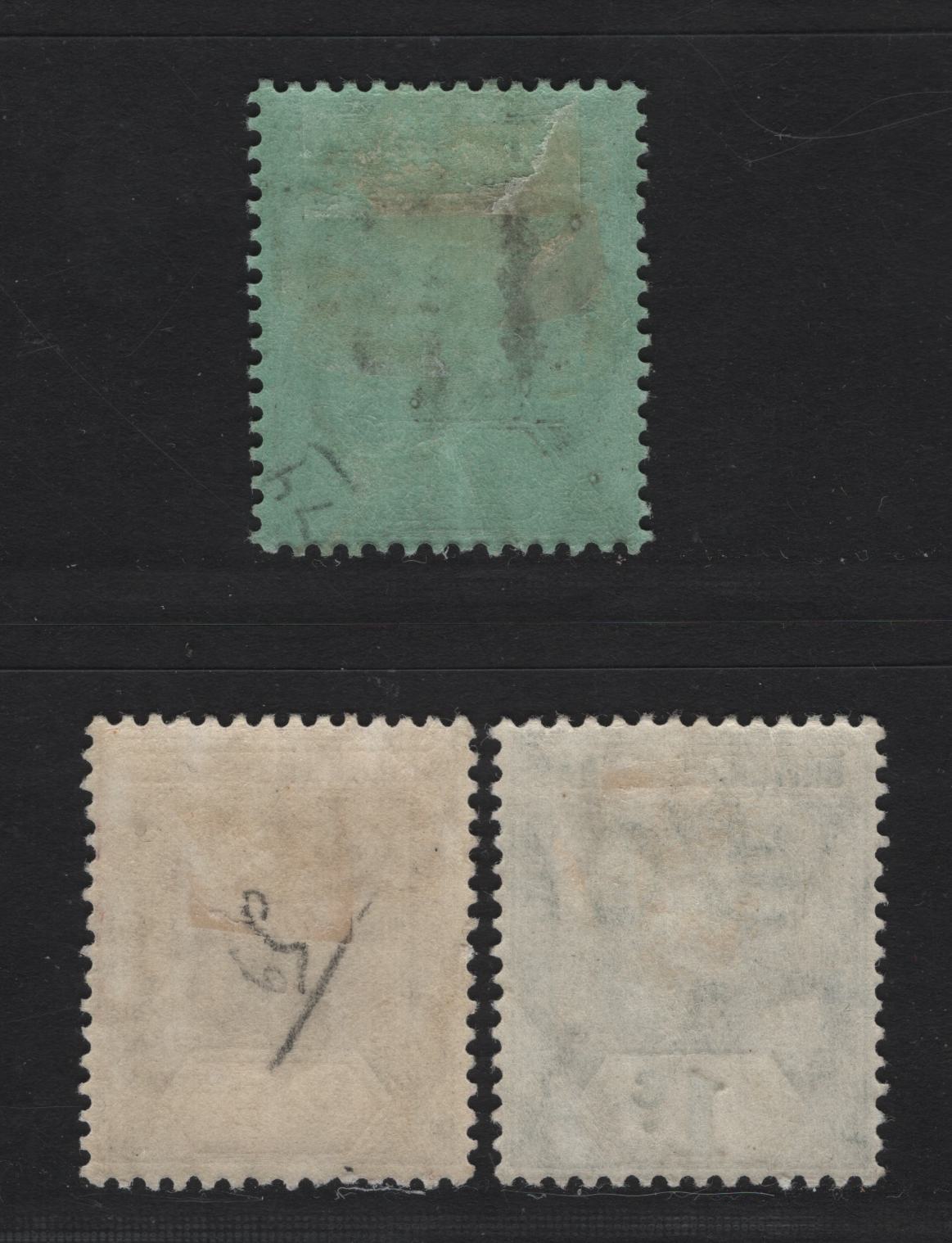 Lot 230 British Honduras SG#84a, 89, 100 1c - 25c Gray Green & Green - Black on Green King Edward VII, 1904-1908 King Edward VII Imperium Keyplate Issue, 3 F/VFOG Singles, Multiple Crown CA Wmk, Chalk Surfaced Paper