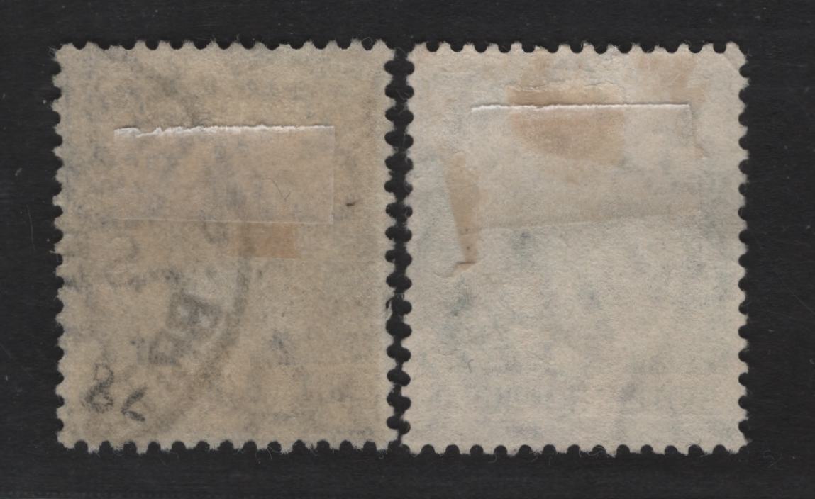 Lot 240A British Honduras SG#101a, 104 1c - 5c Green - Bright Blue King George V, 1913-1921 KGV Imperium Keyplate Issue, 2 Fine Used Singles, May 20 1918 Stann Creek Railway & Stan Creek Partial Strike