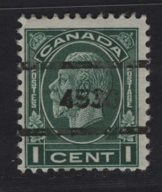 Lot 269 Canada (C) #195 1c Deep Green King George V, 1932 Medallion Issue, A FOG Single, Wet Rotary Press Printing, Toronto Style 13 Precancel, Scarce Mint, Unpriced In Unitrade & Walburn.