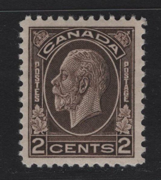 Lot 277 Canada #196 2c Dark Yellowish Brown King George V, 1932 Medallion Issue, A VFNH Single, Paper BABN-RR, Perf 11.1x10.85, 17.8x22mm Design Size.
