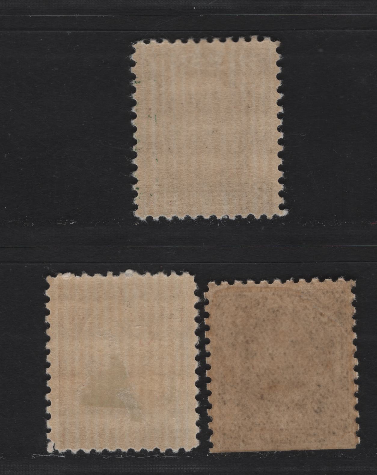 Lot 278 Canada #196, 196as 2c Dark Brown King George V, 1932 Medallion Issue, 3 VFOG Singles, Papers BABN-G & BABN-D, Perfs 11.1x10.9 & 10.9x10.8, Design Sizes 18x22mm & 18.25x21.75mm.