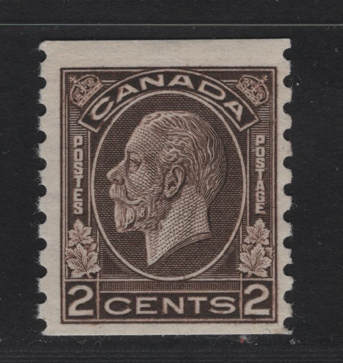 Lot 288 Canada #206 2c Deep Yellowish Brown King George V, 1932 Medallion Issue, A FNH Coil Single, Paper BABN-QQ, 18.25x21.6mm Design Size
