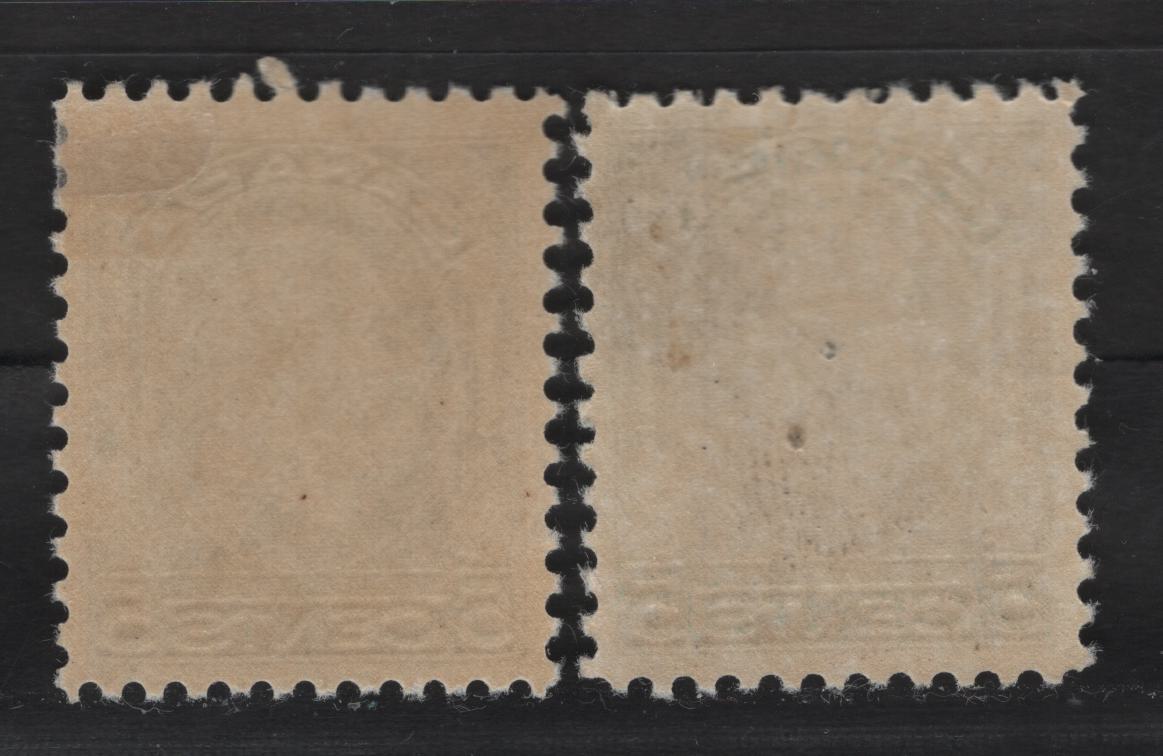 Lot 324 Canada #199 5c Deep Dull Blue - Dull Blue King George V, 1932 Medallion Issue, 2 VFOG Singles, BABN-WW & BABN-D Papers, Perf 10.75, 18.25x22mm.