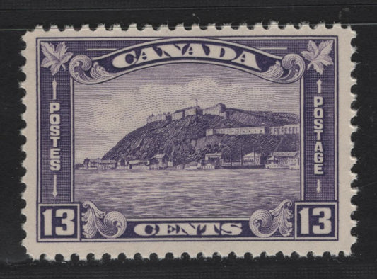 Lot 336 Canada #201 13c Bluish Slate Violet Quebec Citadel, 1932 Medallion Issue, A FOG Single, BABN-II Paper, Perf 10.8