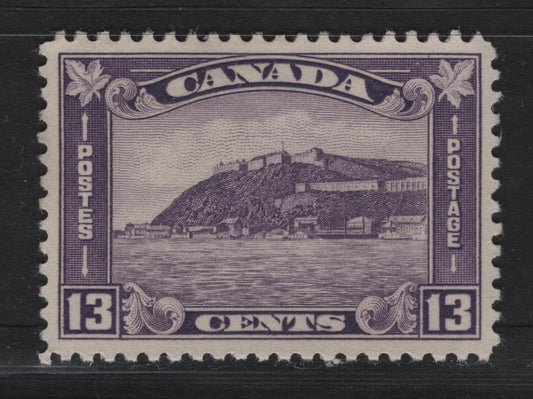 Lot 337 Canada (C) #201 13c Dull Milky Violet Quebec Citadel, 1932 Medallion Issue, A Very Fine Unused Single, BABN-II Paper, Perf 10.75