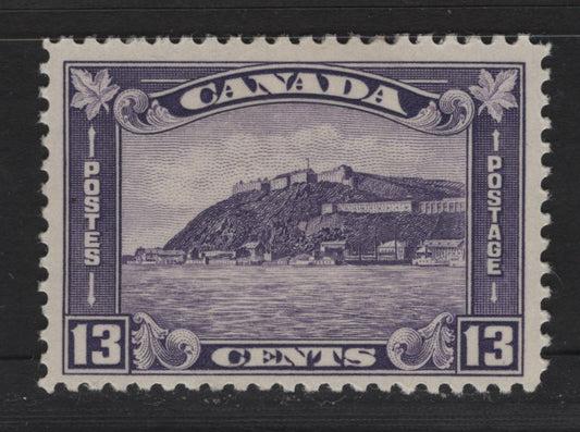 Lot 338 Canada #201 13c Bluish Slate Violet Quebec Citadel, 1932 Medallion Issue, A VFOG Single, BABN-II Paper, Perf 10.9x10.8