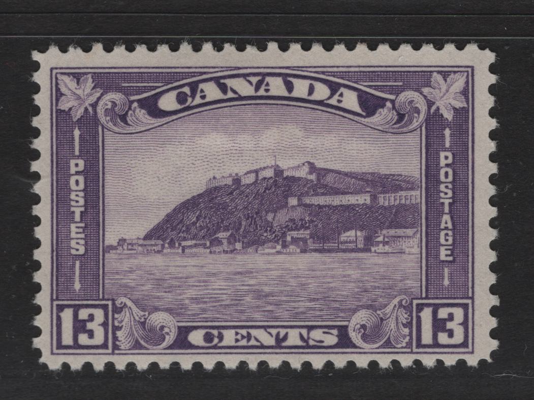 Lot 342 Canada #201i 13c Rosy Milky Purple Quebec Citadel, 1932 Medallion Issue, A VFOG Single, BABN-CC Paper, Perf 10.8x10.75