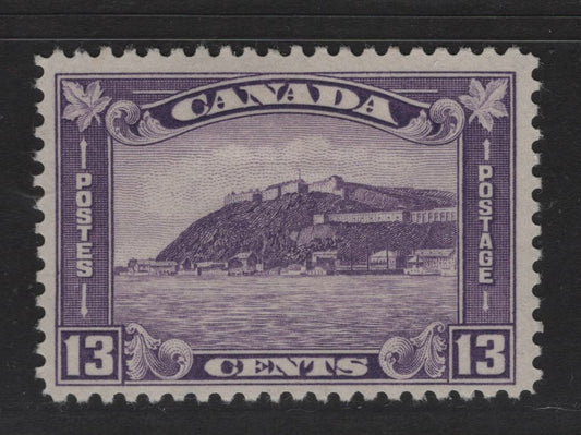 Lot 342 Canada #201i 13c Rosy Milky Purple Quebec Citadel, 1932 Medallion Issue, A VFOG Single, BABN-CC Paper, Perf 10.8x10.75