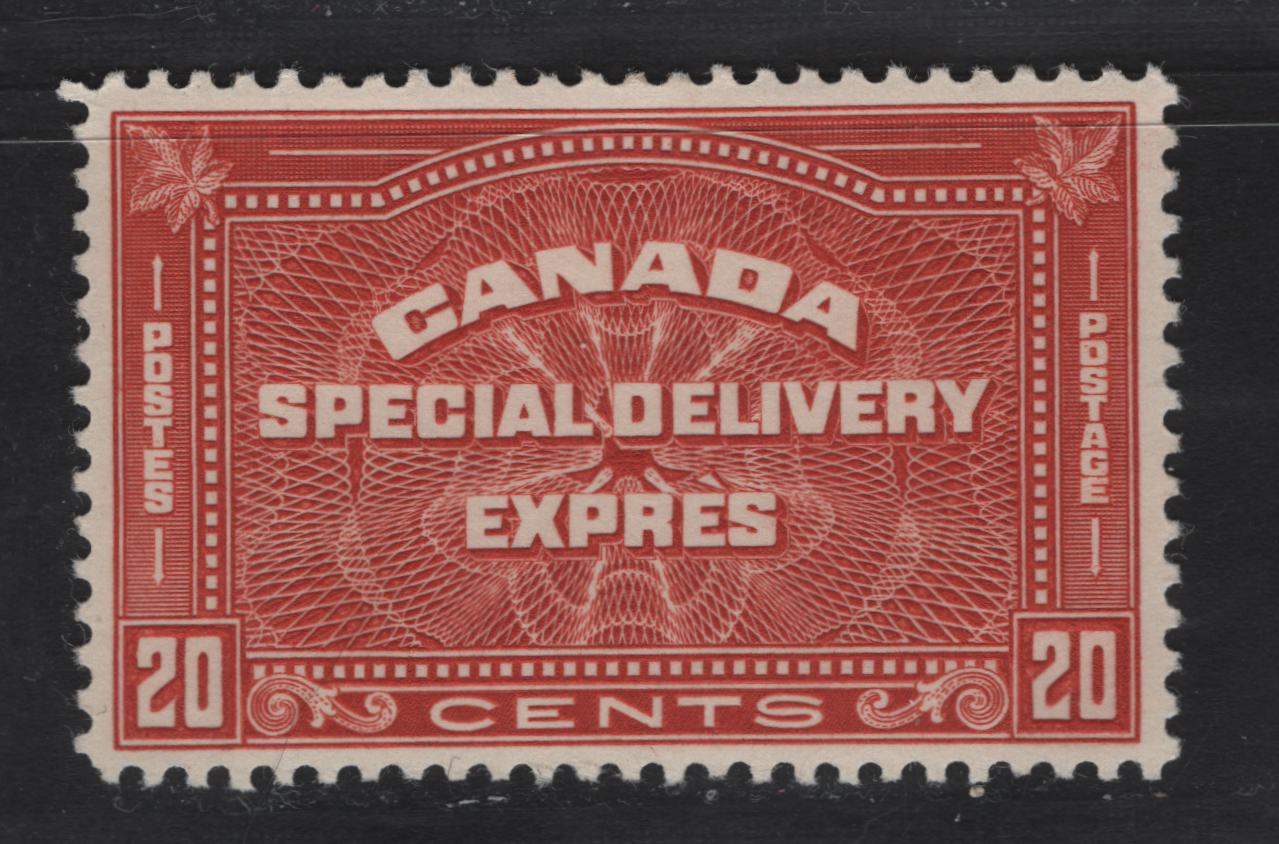 Lot 346 Canada #E5 20c Terracotta Special Delivery, 1932 Special Delivery Issue, A VFOG Single, BABN-YY Paper, Perf 10.8