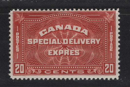 Lot 347 Canada #E5 20c Terracotta Special Delivery, 1932 Special Delivery Issue, A FOG Single, BABN-YY Paper, Perf 10.8