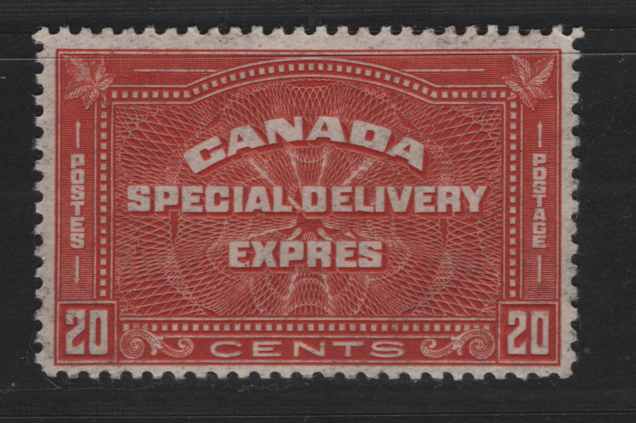 Lot 348 Canada (C) #E5 20c Dull Brownish Vermillion Special Delivery, 1932 Special Delivery Issue, A FOG Single, BABN-ZZ Paper, Perf 10.8, Glazed Gum With Some Gum Soaking.