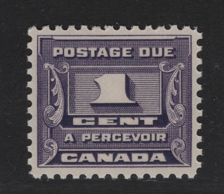 Canada #J11 1c Dull Violet Numeral, 1933-1934 Third Postage Due Issue, A VFNH Single, BABN-BBB Paper, Perf 10.9x10.75, 21.9x18.6mm.