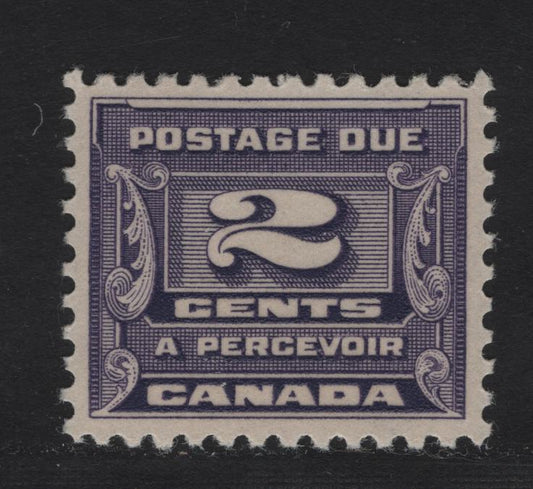 Lot 360 Canada #J12 2c Bluish Violet Numeral, 1933-1934 Third Postage Due Issue, A VFNH Single, BABN-JJJ Paper, Perf 10.8, 21.9x18.5mm.