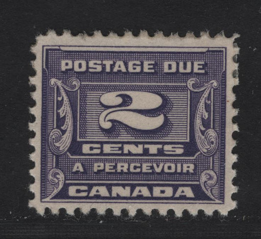 Lot 361 Canada #J12 2c Dull Bluish Violet Numeral, 1933-1934 Third Postage Due Issue, A VFOG Single, BABN-D Paper, Perf 10.9x10.75, 21.9x18.5mm, Somewhat Disturbed OG.