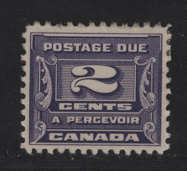 Canada #J12 2c Dull Bluish Violet Numeral, 1933-1934 Third Postage Due Issue, A VFOG Single, BABN-D Paper, Perf 10.9x10.75, 21.9x18.5mm, Somewhat Disturbed OG.