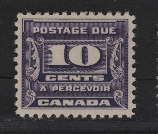 Lot 372 Canada #J14 10c Bluish Violet Numeral, 1933-1934 Third Postage Due Issue, A VFOG Single, BABN-JJ Paper, Perf 10.8, 21.9x18.5mm.