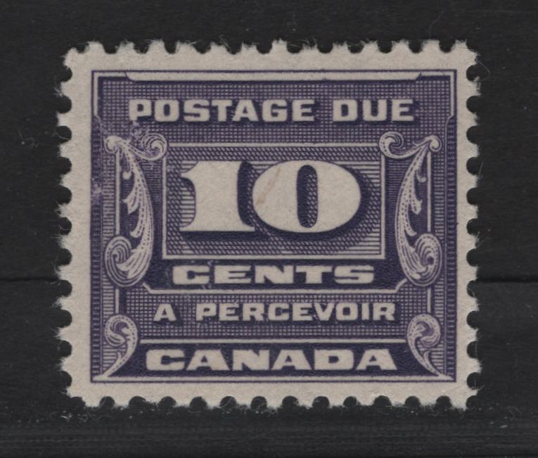 Lot 373 (C)  Canada #J14 10c Bluish Violet Numeral, 1933-1934 Third Postage Due Issue, A FOG Single, BABN-II Paper, Perf 10.8x10.75, 21.9x18.5mm.