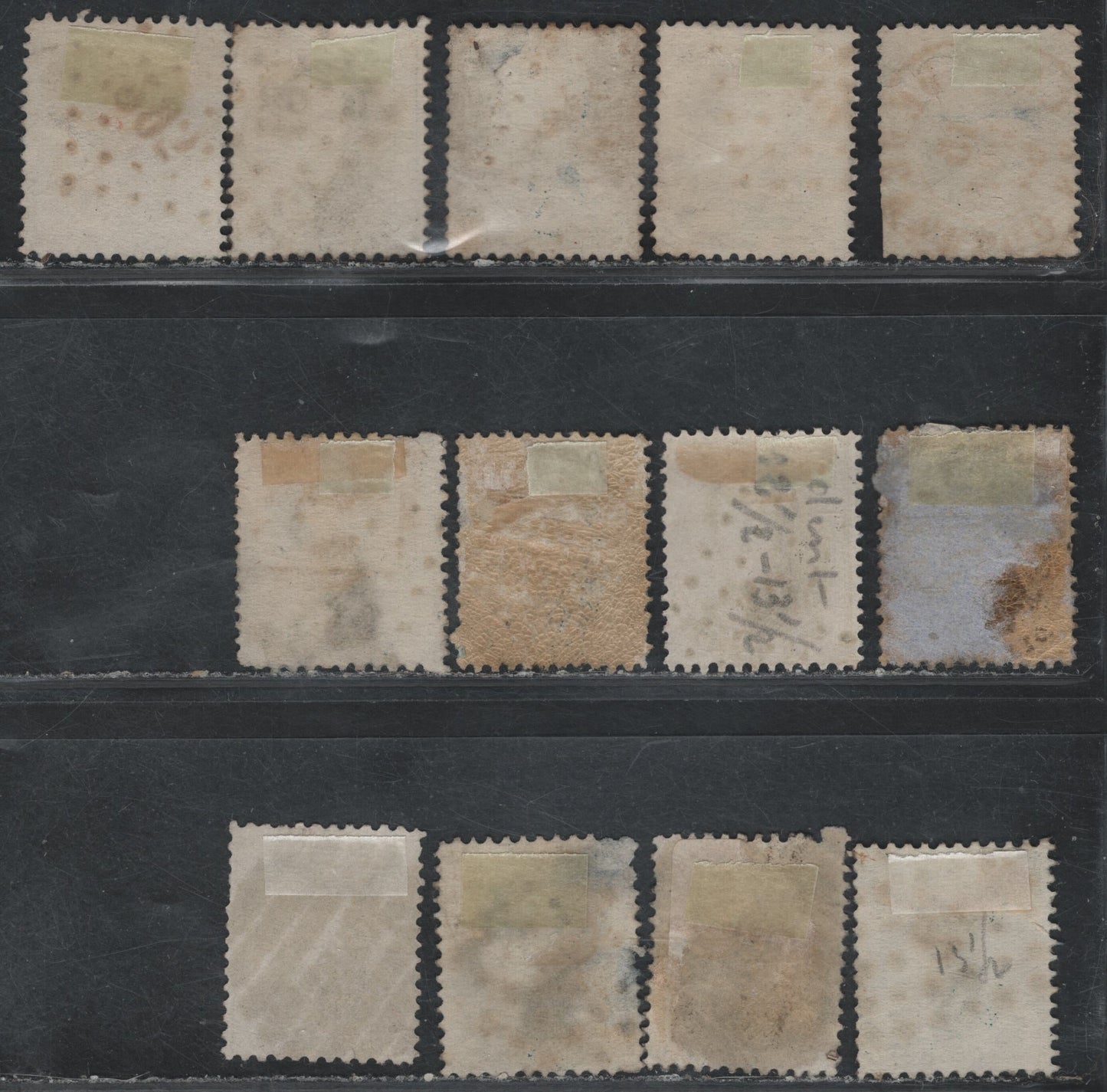 Lot 56 Belgium SC#14c, 15d 10c Brown & 20c Blue, 1863 King Leopold I Perforated Epaulette Issue, 12 Ungraded Singles Perf 12 1/2x13 1/2, CDS, Barred Numeral Grid Cancels
