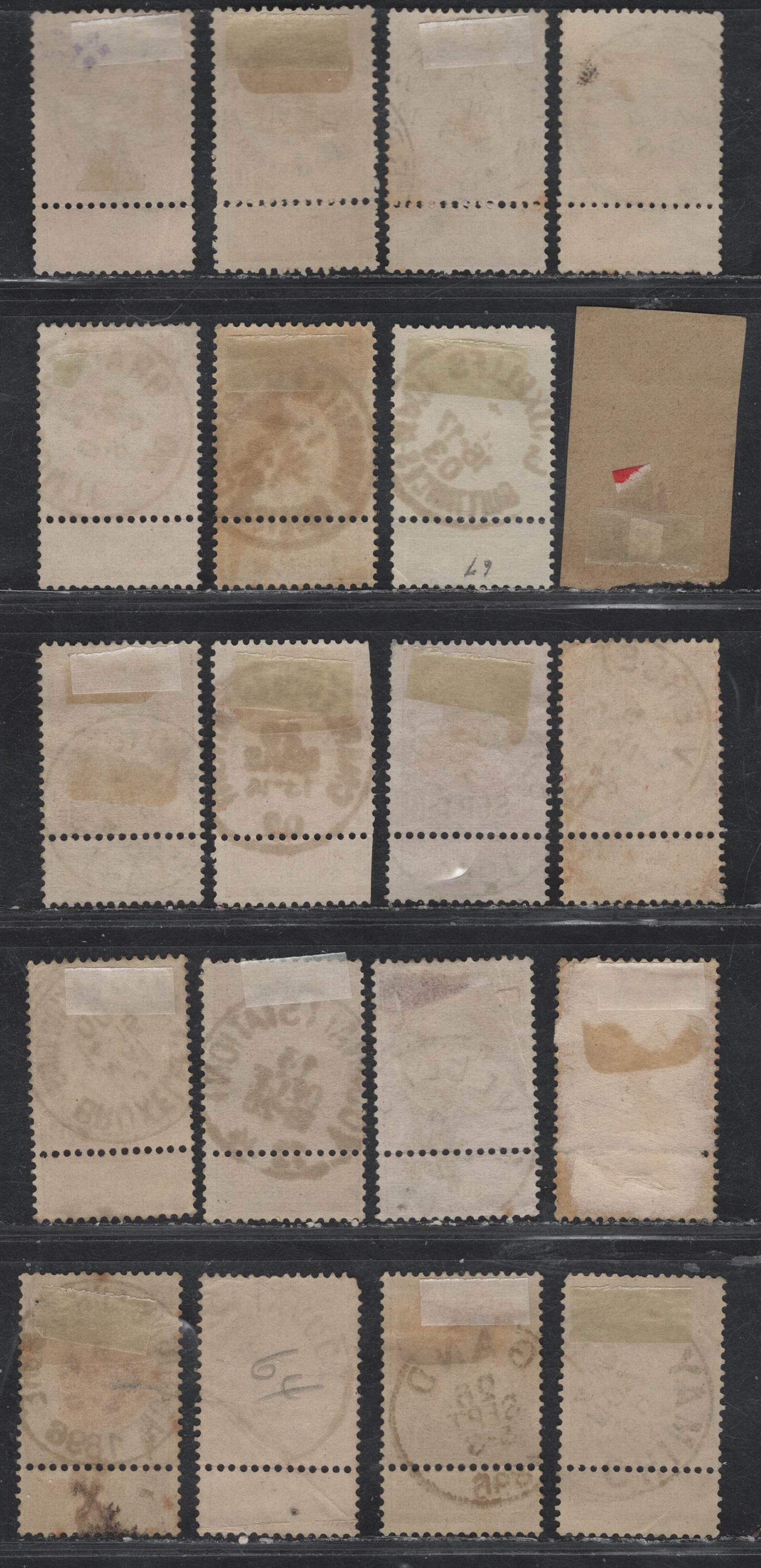 Lot 68 Belgium SC#65,66,67 10c Orange Brown, 10c Bright Rose, 20c Olive Green, 1893-1900 Arms & Leopold I First Sunday Labels Issue, 20 VG-VF Used Singles With Attached Sunday Label And SON Town Cancels