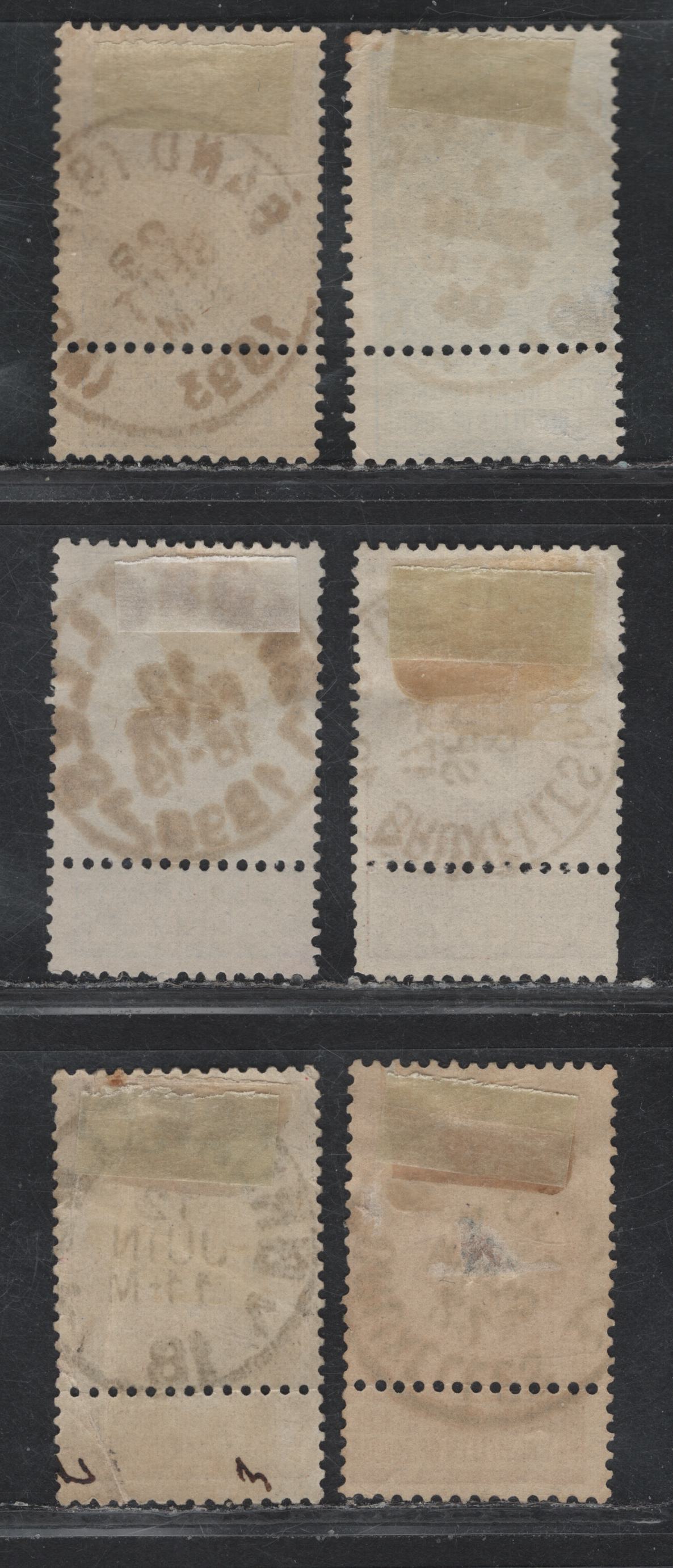 Lot 69 Belgium SC#68, 69a, 70, 73 25c Pale Blue, Ultra, 35c Red Brown, 50c Bistre, 1fr Orange, 1893-1900 Arms & Leopold I First Sunday Labels Issue, 5 F&VF Used Pairs With Attatched Sunday Labels And A Single W/ Detached Label All Have SON Town Cancels