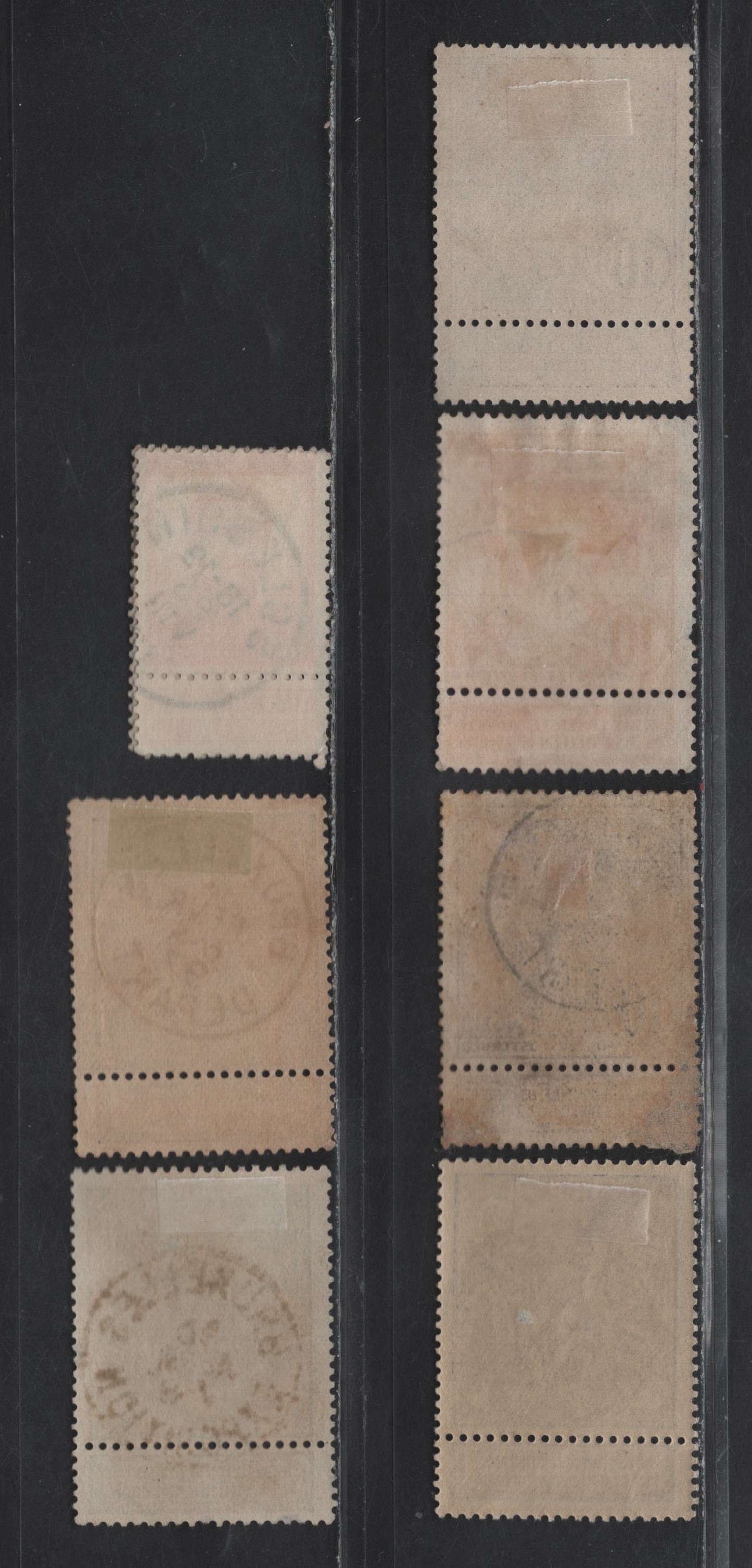 Lot 74 Belgium SC#77, 79, 80, 81, 103 10c Carmine On Bluish - 10c Red, 1894 Antwerp Exhibition - 1912-1913 King Albert I Issues, 7 F&VF Used Singles With Attached Sunday Labels And SON Town Cancels