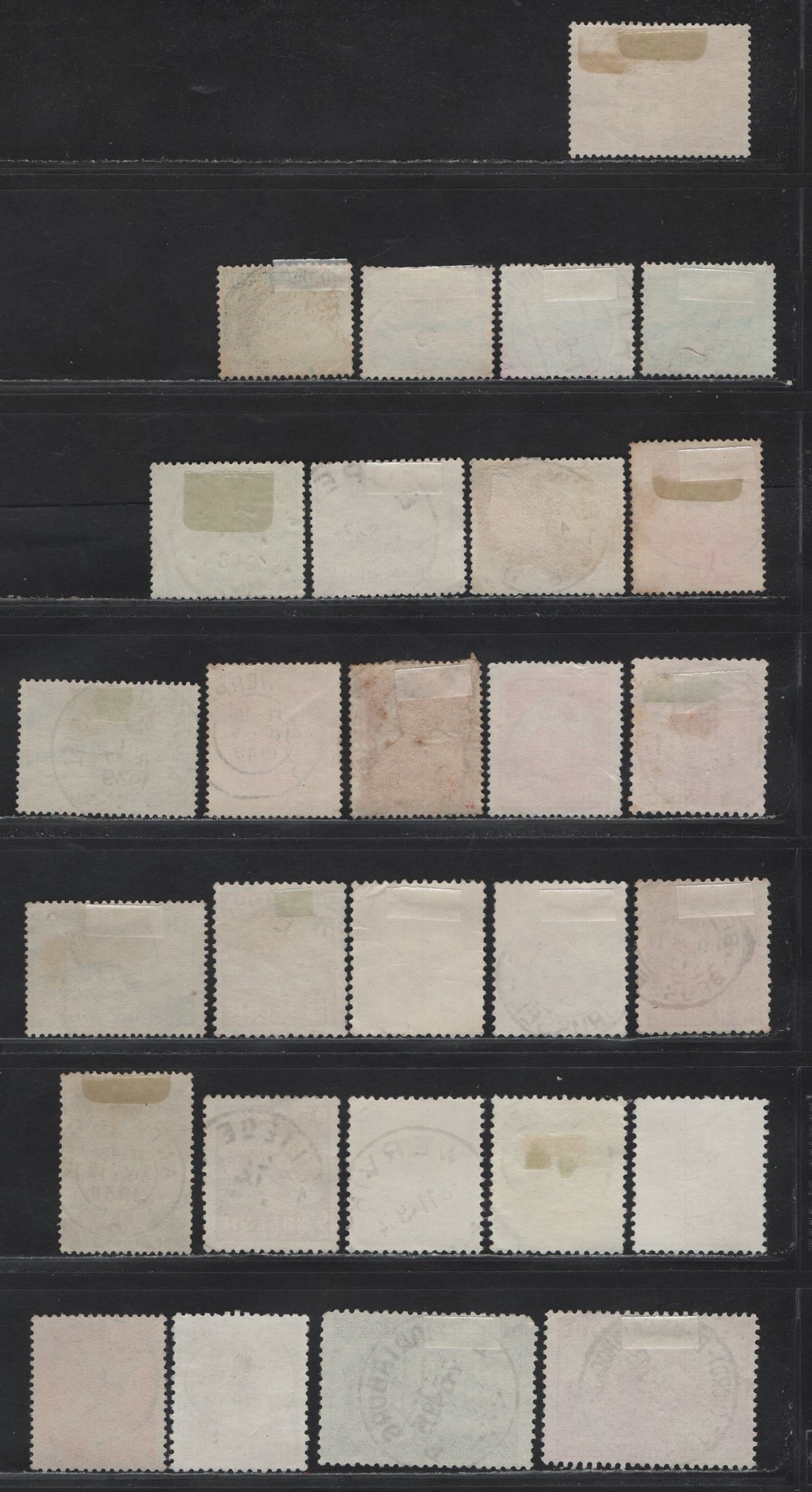 Lot 80 Belgium SC#318-319, 321, 328,368-370,371,375-378,380,381,384 35c Dark Blue Green - 6fr Blue Green, 1938 Int'l Water Exhibition - 1948 Industry Definitives Issues, 28 F&VF Used Singles All With SON Town Cancels