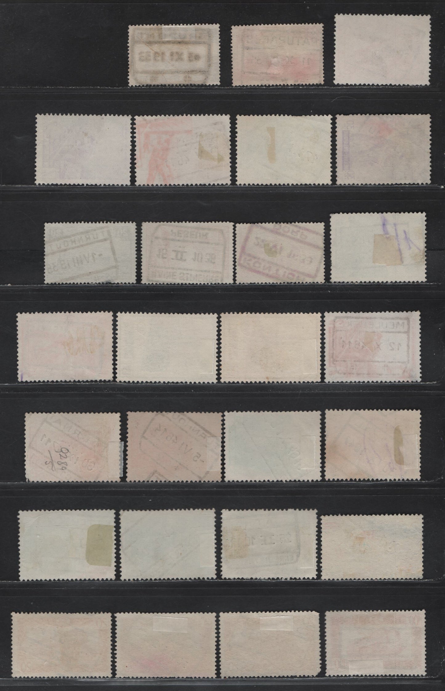 Lot 92 Belgium SC#Q188/Q363 50c - 18fr Orange Red - Dark Blue Parcel Post, 1935-1949 Parcel Post Issues, 27 Fine/Very Fine Used Singles, Readable, Full Boxed Parcel Cancels
