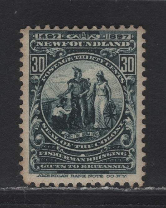 Lot 100 Newfoundland #72 30c Slate, 1897 John Cabot Issue, A FOG Single On ABNN-B, Perf 11.75