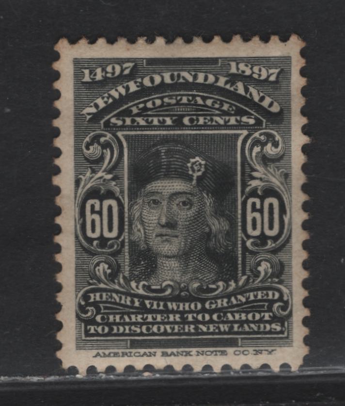 Lot 102 Newfoundland #74 60c Black, 1897 John Cabot Issue, A VFOG Single On ABNN-A, Perf 11.9x11.75