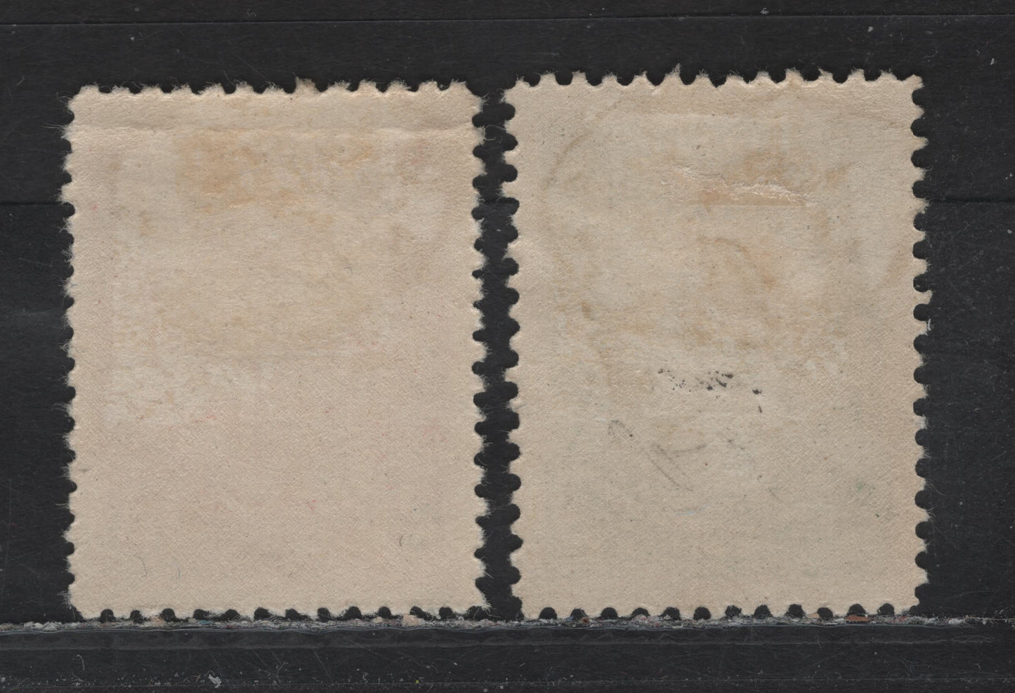 Lot 110 Newfoundland #87a, 88 1c Deep Green & Carmine, 1910 John Cabot Issue, 2 VF & VG OG Singles On WM-A Paper With Perf 11.75