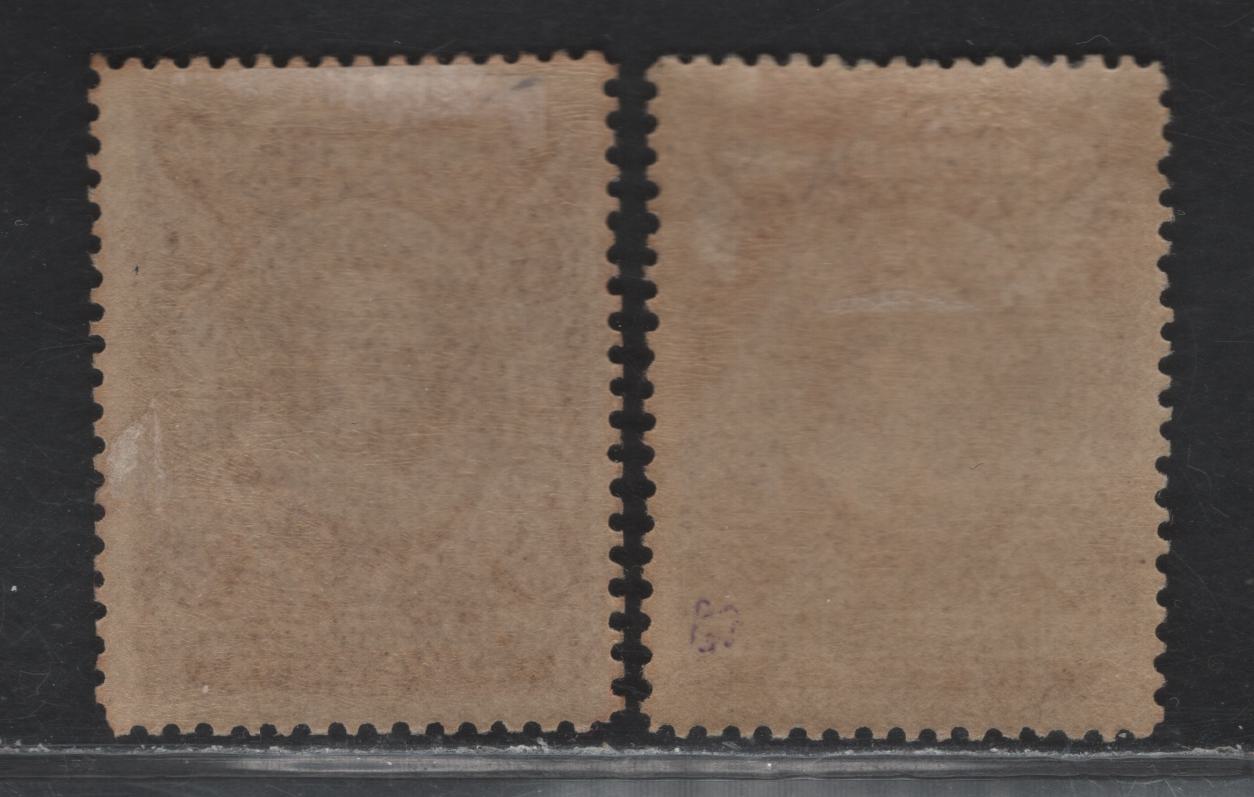 Lot 120 Newfoundland #98 6c Brown Violet, 1911 Engraved John Guy Issue, 2 VFOG Singles Two Shades On WM-I Paper And Line Perf 14.25x14 & 14.25x14.1