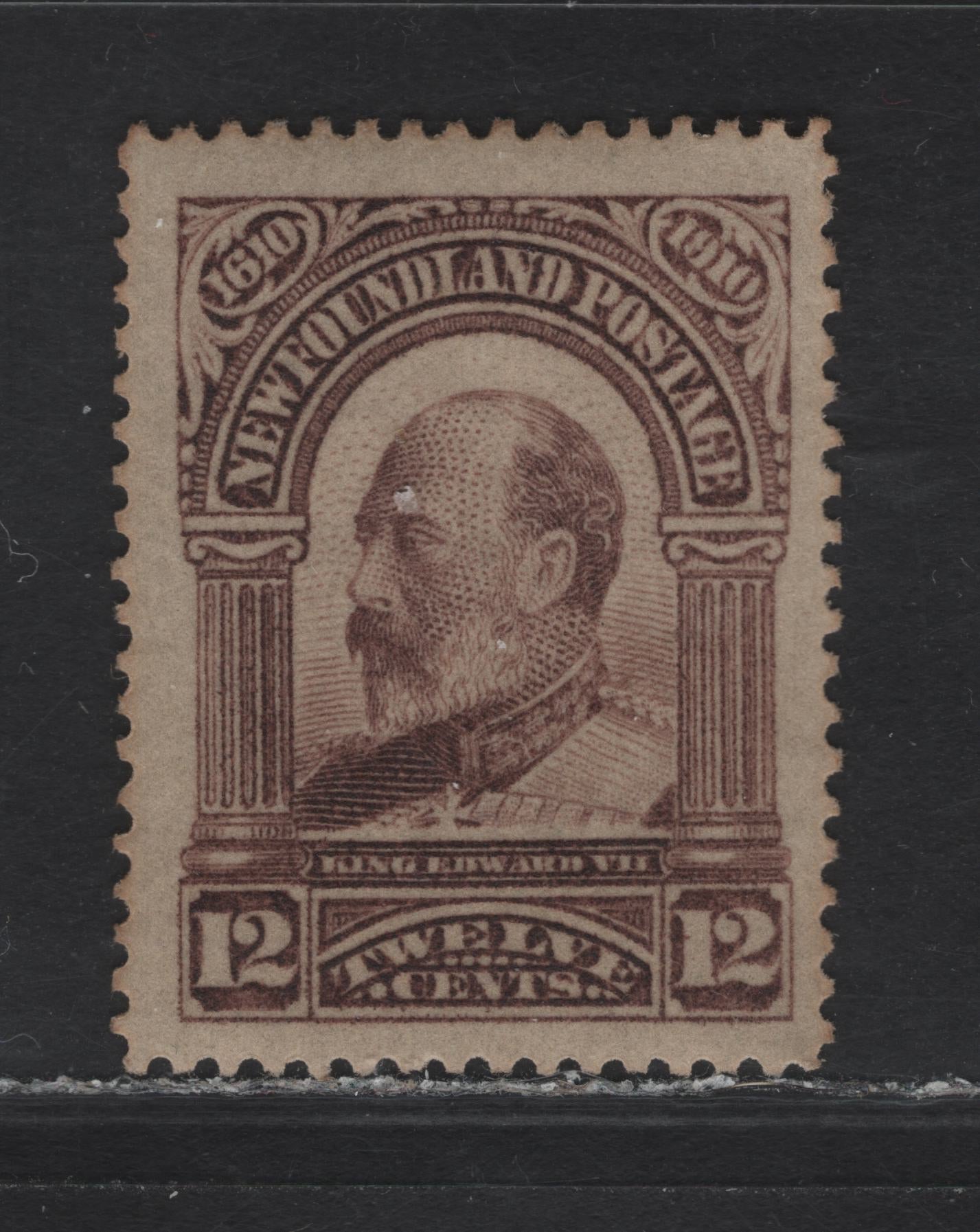 Lot 123 Newfoundland #102 12c Reddish Brown, 1911 Engraved John Guy Issue, A VFOG Single On Paper WM-J, Perf 14.25