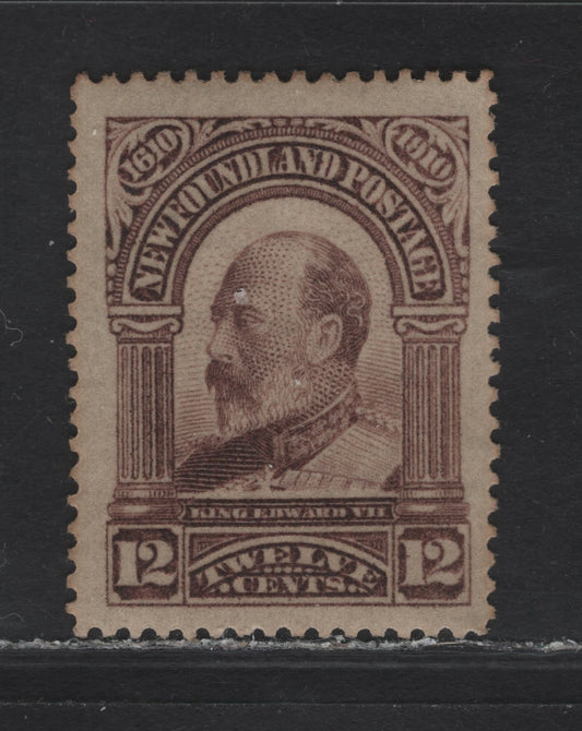 Lot 123 Newfoundland #102 12c Reddish Brown, 1911 Engraved John Guy Issue, A VFOG Single On Paper WM-J, Perf 14.25