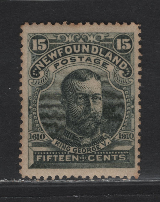 Lot 124 Newfoundland #103 15c Slate Green, 1911 Engraved John Guy Issue, A FOG Single On Paper WM-N, Perf 14.25, Light Overall Toning
