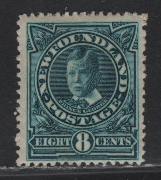 Lot 130 Newfoundland #110 8c Aniline Blue, 1911 Royal Family Issue, A FOG Single On Paper WM-C, Line Perf 14.2x14.25