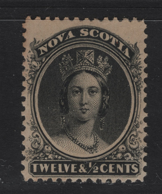 Lot 13 Nova Scotia #13a 12 1/2c Black On Paper Cents -L, 1860-1867 Cents Issue, A VFUN Single Perf 11.75x11.6, With This Being The First Time I Have Seen A Gauge Lower Than 11.75 On This Issue