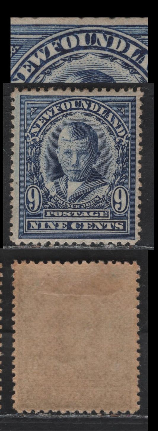 Lot 131 Newfoundland #111i 9c Blue Violet, 1911 Royal Family Issue, A VFOG Single On Paper WM-C, Line Perf 14.25x14.2, Showing Re-Entry In Which The Frameline Above "Found" Is Doubled