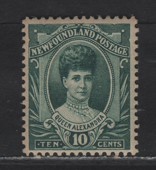 Lot 132 Newfoundland #112 10c Bottle Green, 1911 Royal Family Issue, A VFOG Single On Paper WM-C, Comb Perf 13.9x14.1