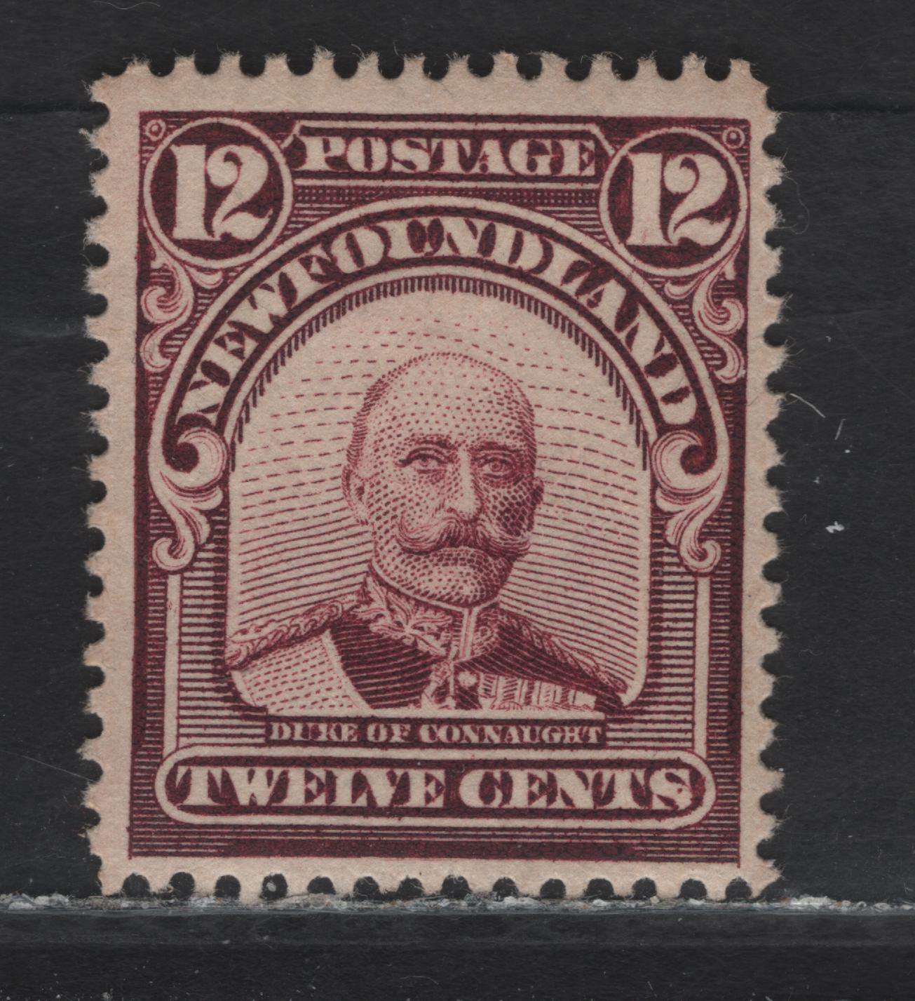 Lot 133 Newfoundland #113 12c Plum, 1911 Royal Family Issue, A FOG Single On Paper WM-C, Line Perf 14.2
