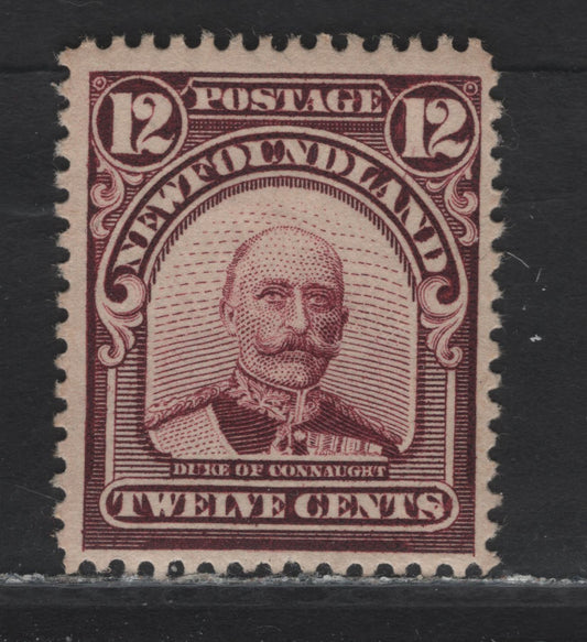 Lot 133 Newfoundland #113 12c Plum, 1911 Royal Family Issue, A FOG Single On Paper WM-C, Line Perf 14.2