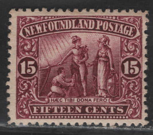 Lot 135 Newfoundland #114 15c Magenta, 1911 Royal Family Issue, A FOG Single On Paper WM-E, Line Perf 14.2