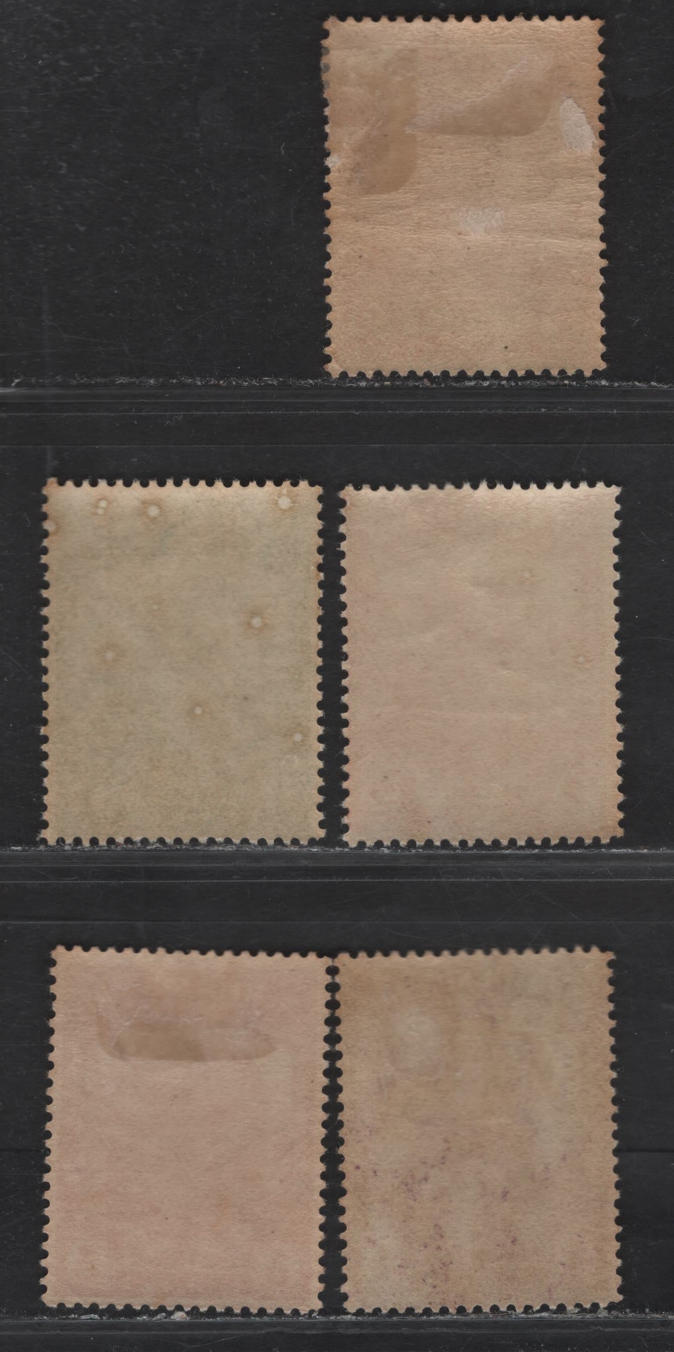 Lot 136 Newfoundland #115-118 1c Green - 4c Violet, 1919-1923 Trail Of The Caribou Issue, 5 F & VF OG Singles Comb Perf Printings, Measuring 14.25x14. Two Shades Of The 2c, One Of Which Is Oxidized, One 2c Is NH