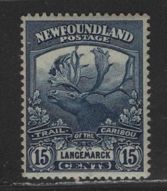 Lot 141 Newfoundland #124 15c Dark Blue, 1919-1923 Trail Of The Caribou Issue, A VFOG Single On Paper WM-F, Comb Perf 14.25x14