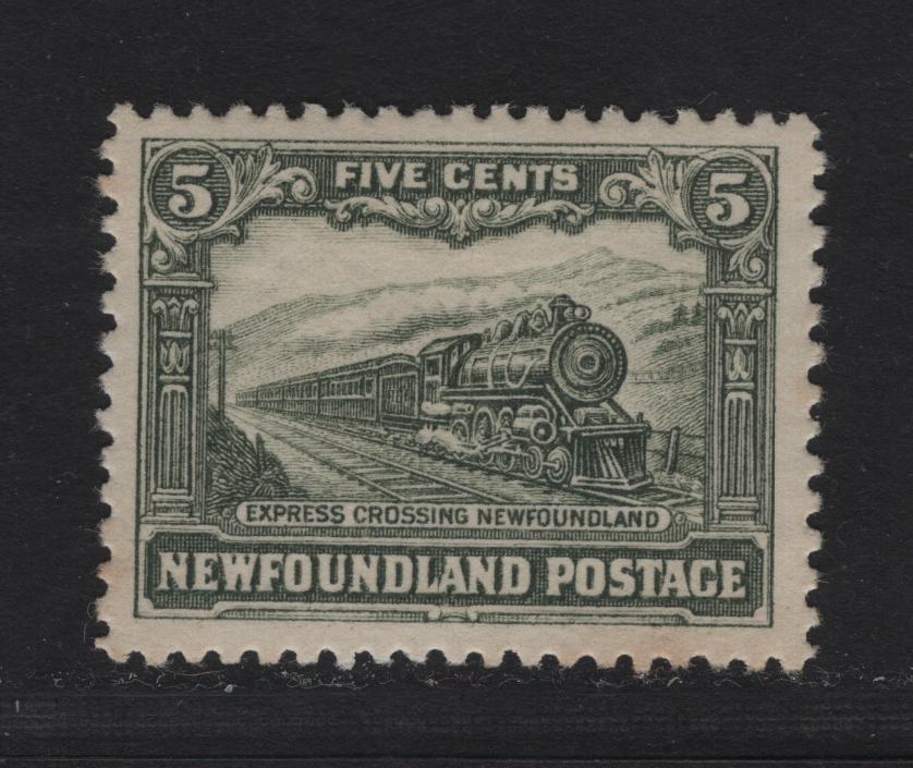 Lot 166 Newfoundland #167 5c Slate Green Express Train, 1929-1931 Re-Engraved Publicity Issue, A VFOG Single