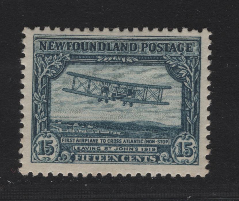 Lot 168 Newfoundland #170 15c Dull Blue Biplane, 1929-1931 Re-Engraved Publicity Issue, A VFOG Single