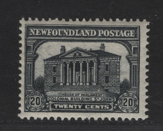 Lot 175 Newfoundland #181 20c Black Colonial Building, 1931 Watermarked, Re-Engraved Publicity Issue, A Fine OG Single